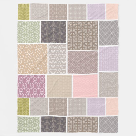 Großes Patchwork Multi Design Fleece Blanken (Vorderseite)