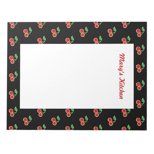 Grosses Personalisiertes schwarzes Cherpad Notepad Notizblock (Vorderseite)