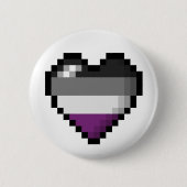 Großes Pixel-Herzdesign im asexuellen Stolperfeld Button (Vorderseite)