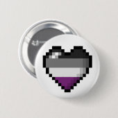 Großes Pixel-Herzdesign im asexuellen Stolperfeld Button (Vorne & Hinten)