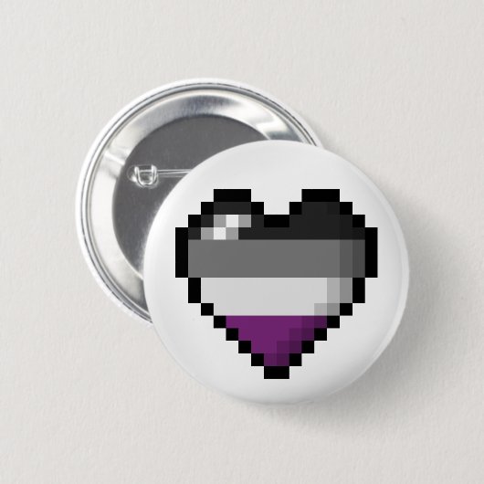 Großes Pixel-Herzdesign im asexuellen Stolperfeld Button (Vorne & Hinten)