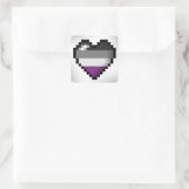 Großes Pixel-Herzdesign im asexuellen Stolperfeld Quadratischer Aufkleber (Tasche)