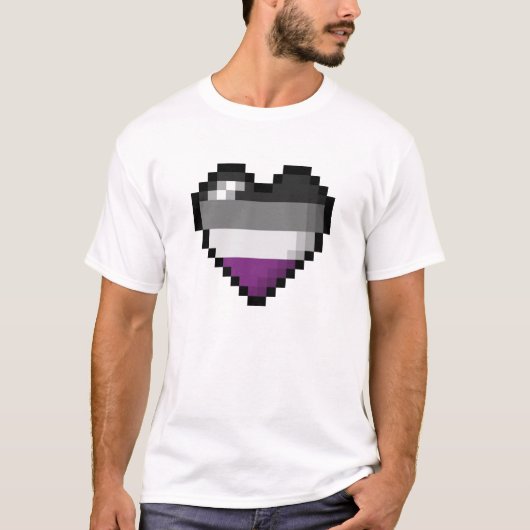 Großes Pixel-Herzdesign im asexuellen Stolperfeld T-Shirt (Vorderseite)