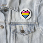 Großes Pixel Herzdesign im Pansexual-Stolperflagge Button (Beispiel)