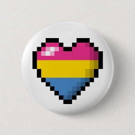 Großes Pixel Herzdesign im Pansexual-Stolperflagge Button