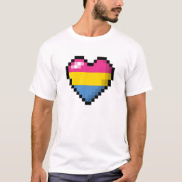 Großes Pixel Herzdesign im Pansexual-Stolperflagge T-Shirt