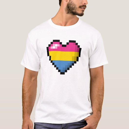 Großes Pixel Herzdesign im Pansexual-Stolperflagge T-Shirt (Vorderseite)