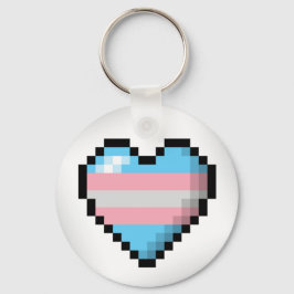 Großes Pixel Herzdesign im Transgender-Prix-Flag Schlüsselanhänger