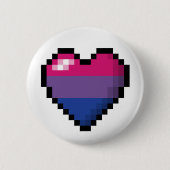 Großes Pixel Herzdesign in Bisexueller Stolperflag Button (Vorderseite)