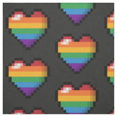 Großes Pixel Herzdesign in LGBTQ-Regenbogenfarben Stoff (Muster)