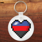Großes Pixel Herzdesign in polyamorischer Druckfar Schlüsselanhänger (Vorderseite)