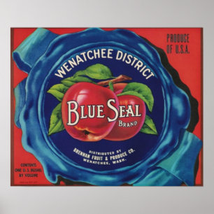 Großes Plakat des blauen Siegelapfel-Aufklebers