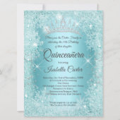 Grosses Quinceanera Aquamarin Snowflake Winter Won Einladung (Vorderseite)