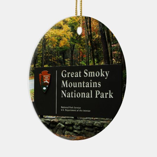 Großes rauchiger Gebirgsherbst-Zeichen-Weihnachten Keramik Ornament (Rechts)