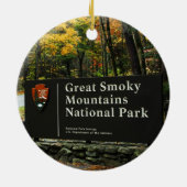 Großes rauchiger Gebirgsherbst-Zeichen-Weihnachten Keramik Ornament (Hinten)