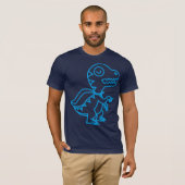 Großes Regenbogen Rex Blau T-Shirt (Vorne ganz)