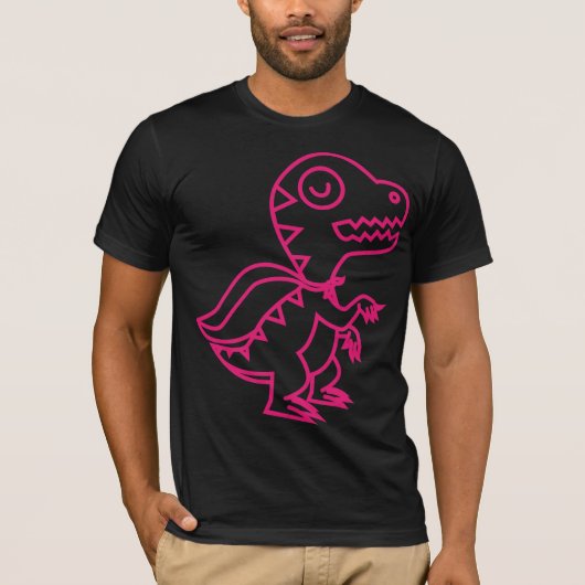 Großes Regenbogen Rex Rosa T-Shirt (Vorderseite)