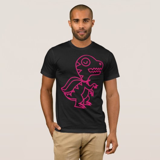 Großes Regenbogen Rex Rosa T-Shirt (Vorne ganz)