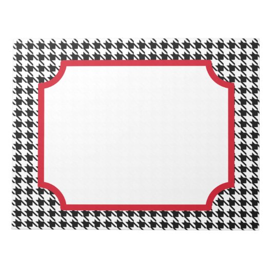 Grosses Retro-Hahnentrittmuster Notepad Notizblock (Vorderseite)