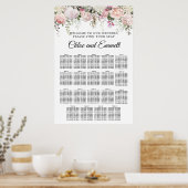 Grosses rosa, florales 19-Tisch-Hochzeitsdiagramm Poster (Küche)
