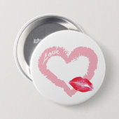 Großes rosa Liebe-Herz mit den Lippen Button (Vorne & Hinten)