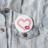 Großes rosa Liebe-Herz mit den Lippen Button (Beispiel)