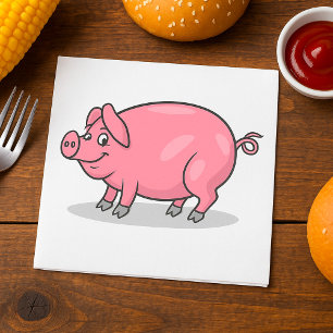 Großes Rosa Schwein Serviette
