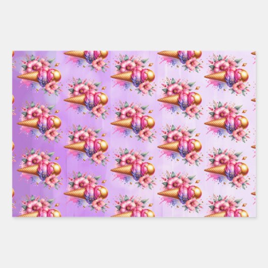 Grosses Rosa und Gold Eis Geschenkpapier Set (Vorderseite 3)