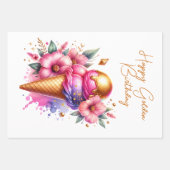 Grosses Rosa und Gold Eis Geschenkpapier Set (Vorderseite)