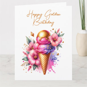 Grosses Rosa und Gold Eis Karte