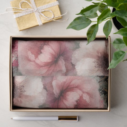 Grosses rosafarbenes Blumenzimmerpapier Seidenpapier (Geschenk)