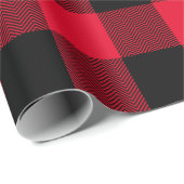 Grosses Rot und Schwarz Zickzack Buffalo Kariert Geschenkpapier (Rolleneckpunkt)