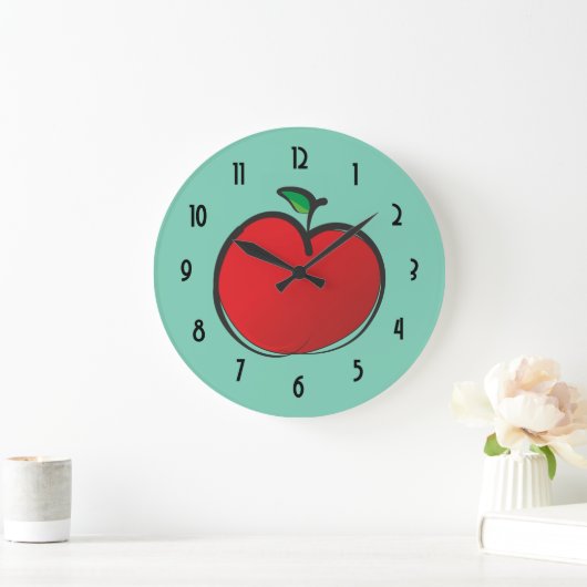 Großes rotes Apple-Zeichnen Große Wanduhr (Zuhause)