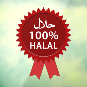 Großes rotes Halal-Lebensmittel-Schild Geschäft Fe Fensteraufkleber