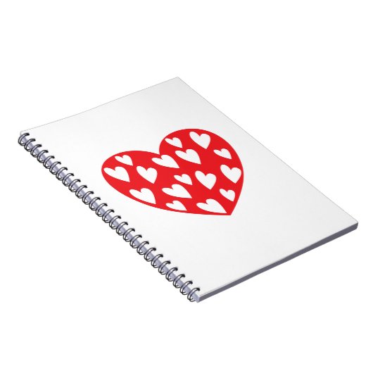 Grosses rotes Herz mit kleinen Herzen Notizblock (Rechte Seite)