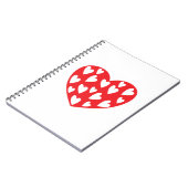 Grosses rotes Herz mit kleinen Herzen Notizblock (Linke Seite)