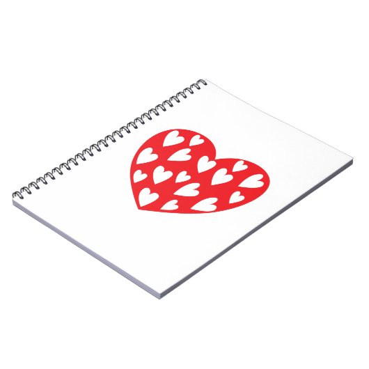 Grosses rotes Herz mit kleinen Herzen Notizblock (Linke Seite)