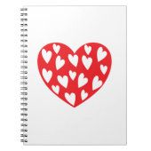 Grosses rotes Herz mit kleinen Herzen Notizblock (Vorderseite)