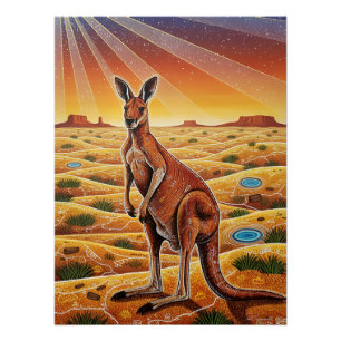 Großes rotes Känguru im australischen Outback Poster