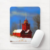 Großes rotes Leuchtturm-Gemälde - Originalkunst Mousepad (Mit Mouse)