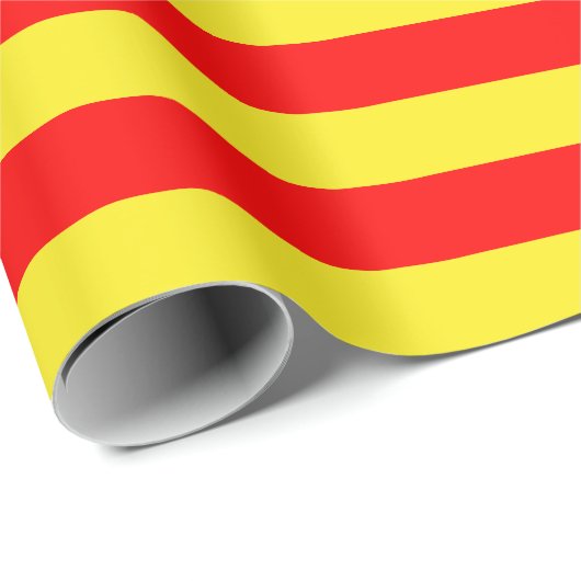 Großes rotes und gelbes Streifen-Packpapier Geschenkpapier (Rolleneckpunkt)
