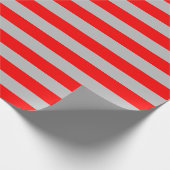 Großes Rotes und Grau Stripes Packpapier (Ecke)