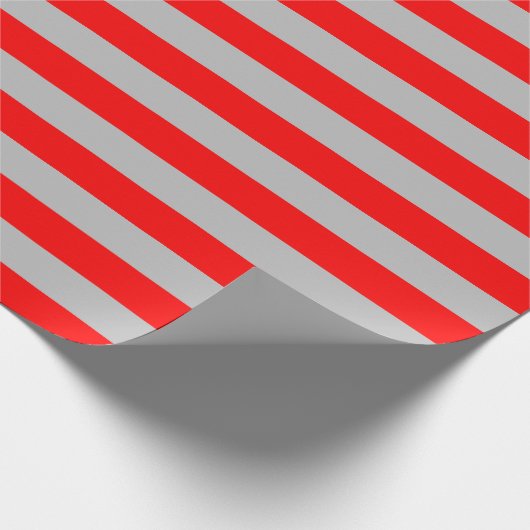 Großes Rotes und Grau Stripes Packpapier (Ecke)