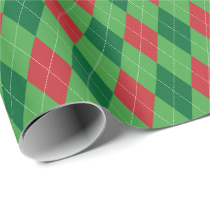 Großes rotes und grünes Argyle-Geschenkpapier Geschenkpapier