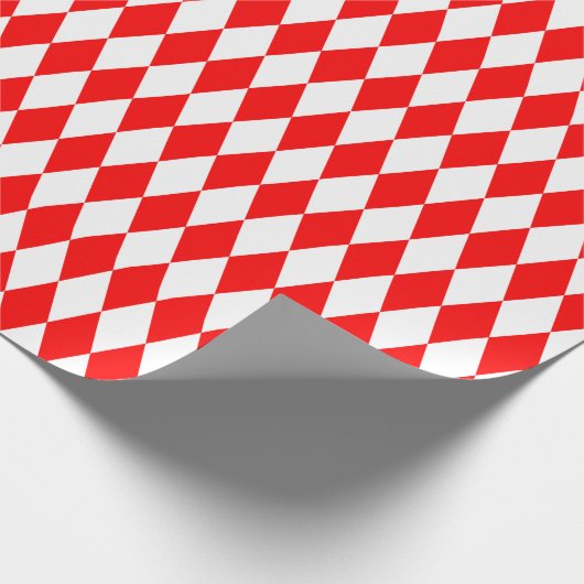 Grosses rotes und weißes Harlequin-Umschlagpapier Geschenkpapier (Ecke)
