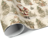 Grosses Santa Retro Gold Geschenkpapier (Rolleneckpunkt)