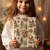 Grosses Santa Retro Gold Geschenkpapier