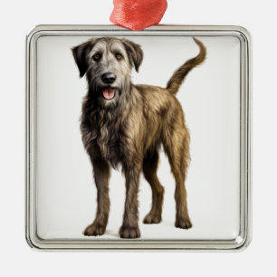 GROSSES SCHAGGY IRISH WOLFHOUND HUND ORNAMENT AUS METALL