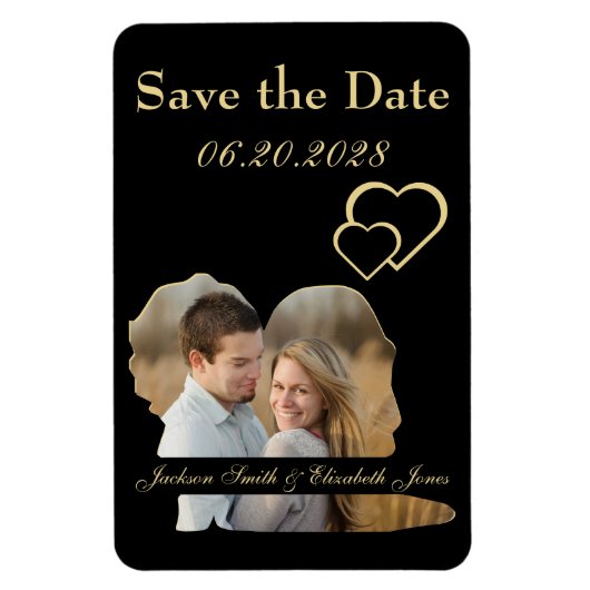 Grosses Schwarz-Gold-Hochzeitssemble-Foto Save the Magnet (Vertikal)