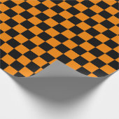Grosses Schwarz-Orange-Karo-Umhüllungspapier Geschenkpapier (Ecke)